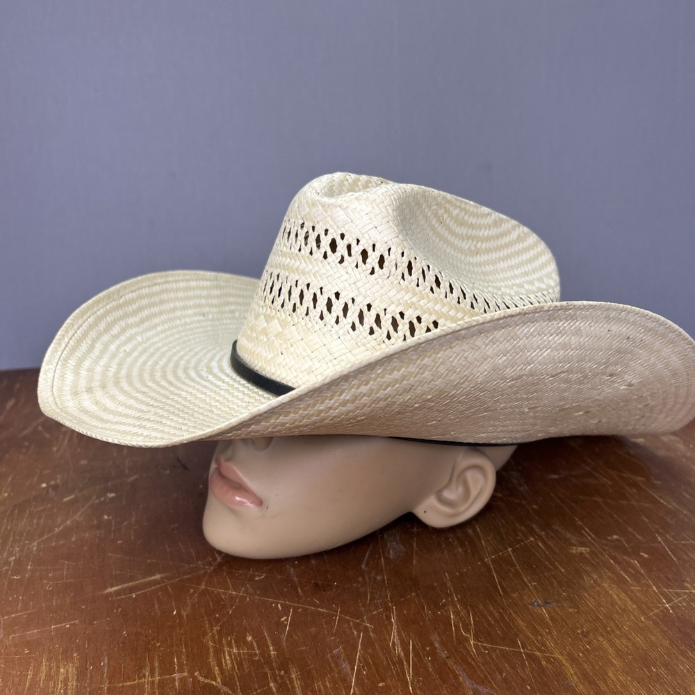 Vintage Resistol 6X Shantung Straw Cowboy Hat Size 7 1/8 Vented Western Beige